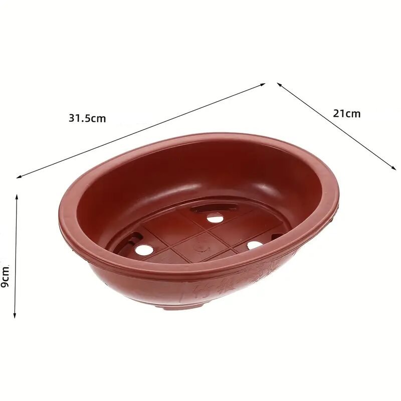 plastikinis bonsai vazonas 31,5 × 21 × 9 cm terakotos spalvos, su drenažo angomis, tinkamas vidaus ir lauko bonsai auginimui. Bonsaisodas.lt