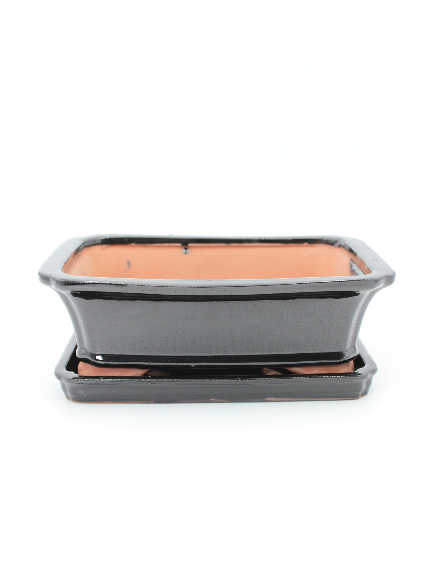 keramikinis bonsai vazonas su lėkštute skirtas bonsai medeliui kambaryje