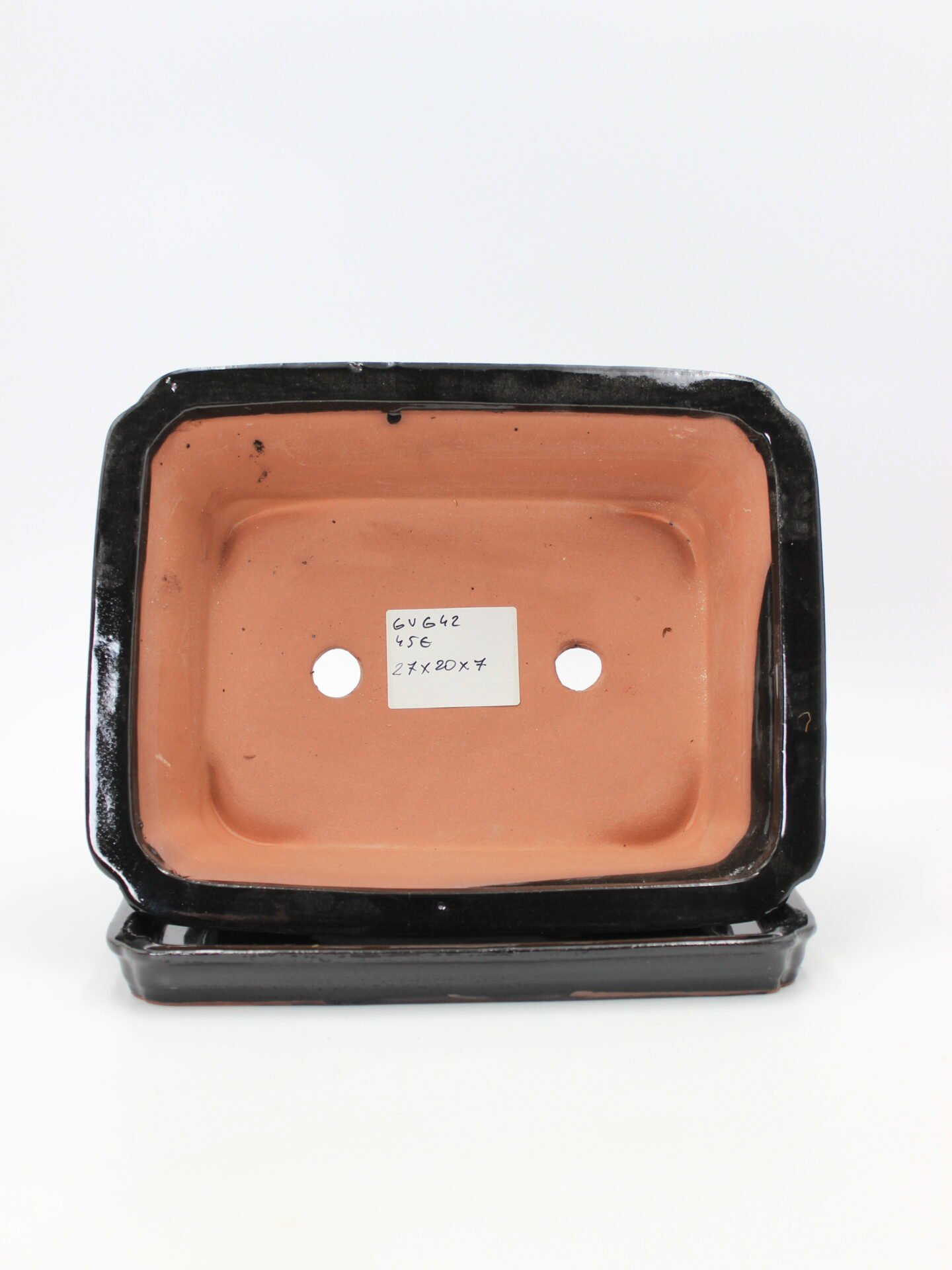 keramikinis bonsai vazonas su lėkštute skirtas bonsai medeliui kambaryje