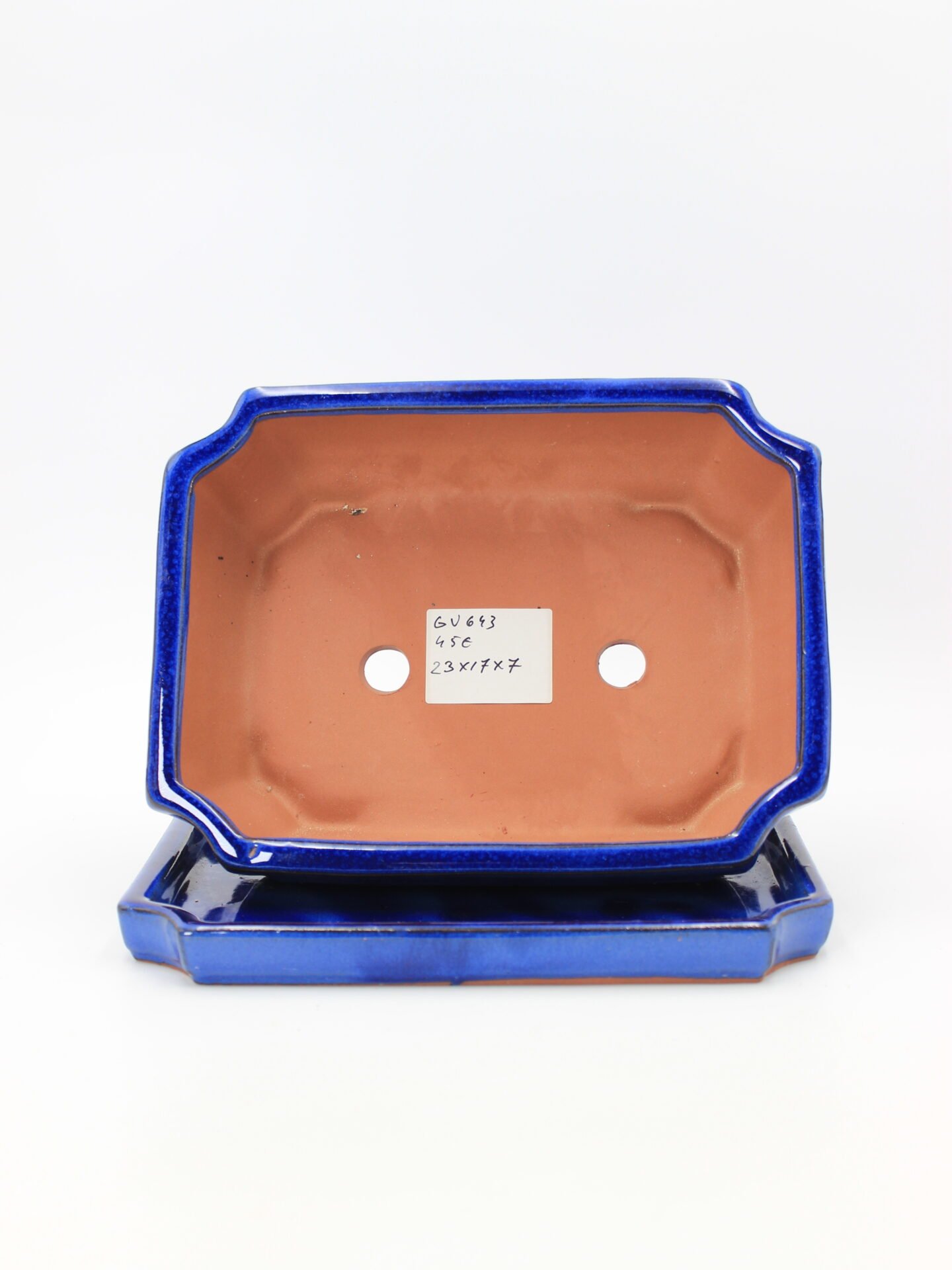 keramikinis bonsai vazonas su lėkštute skirtas bonsai medeliui kambaryje