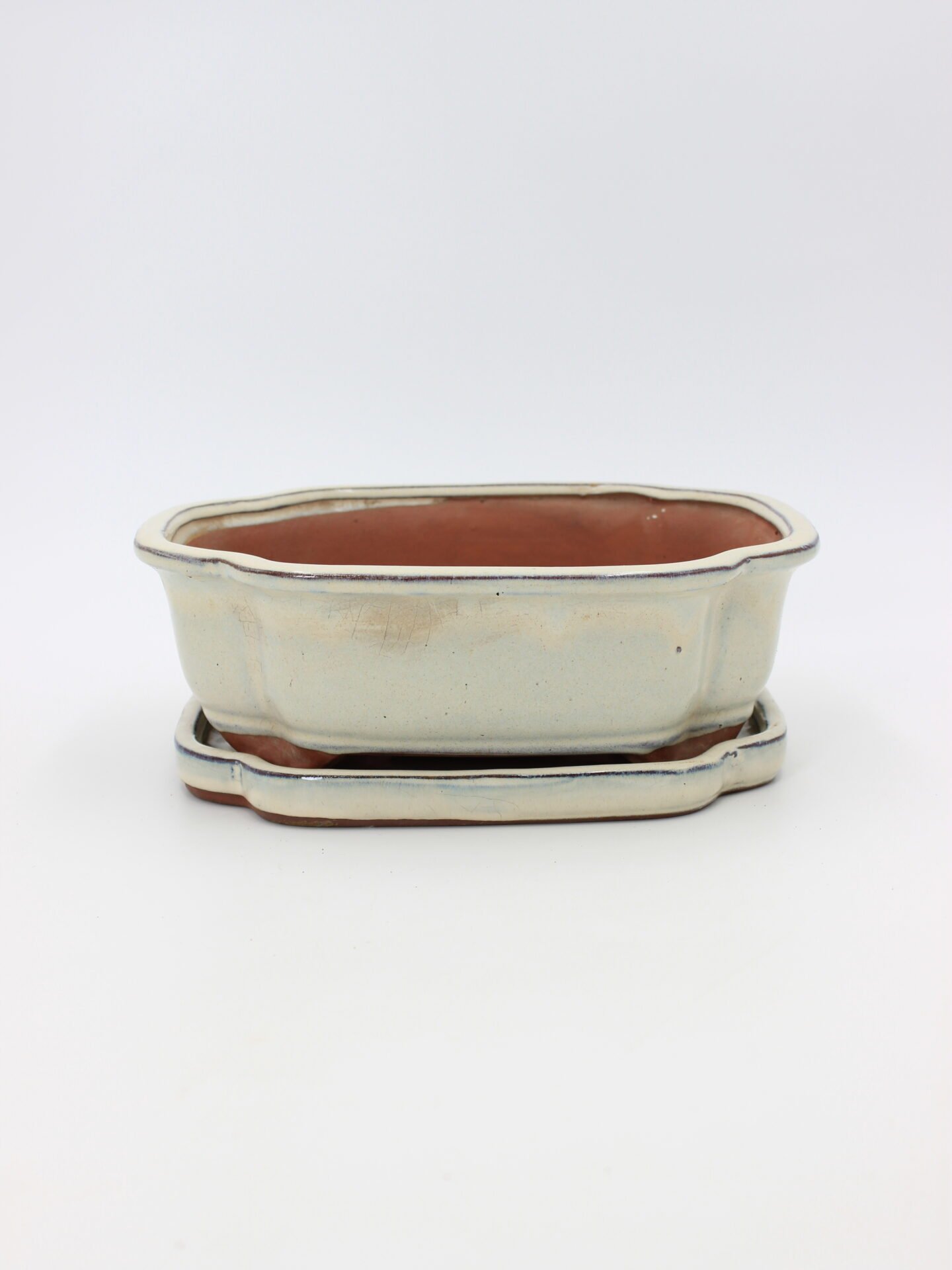 keramikinis bonsai vazonas su lėkštute skirtas bonsai medeliui kambaryje