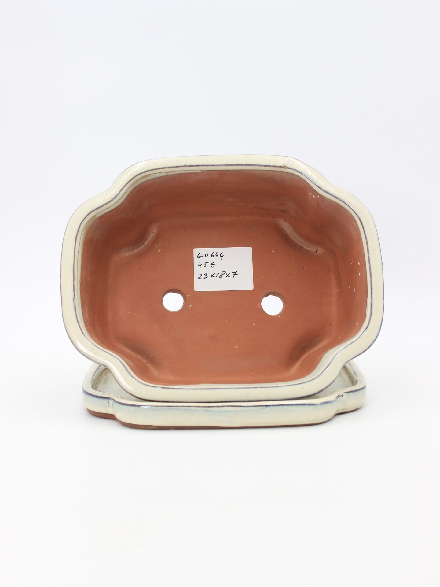 keramikinis bonsai vazonas su lėkštute skirtas bonsai medeliui kambaryje