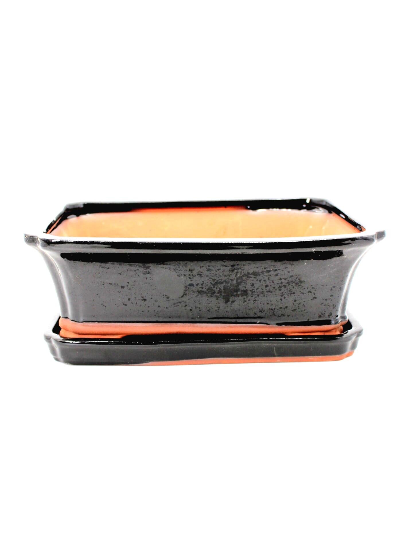 keramikinis bonsai vazonas su lėkštute skirtas bonsai medeliui kambaryje