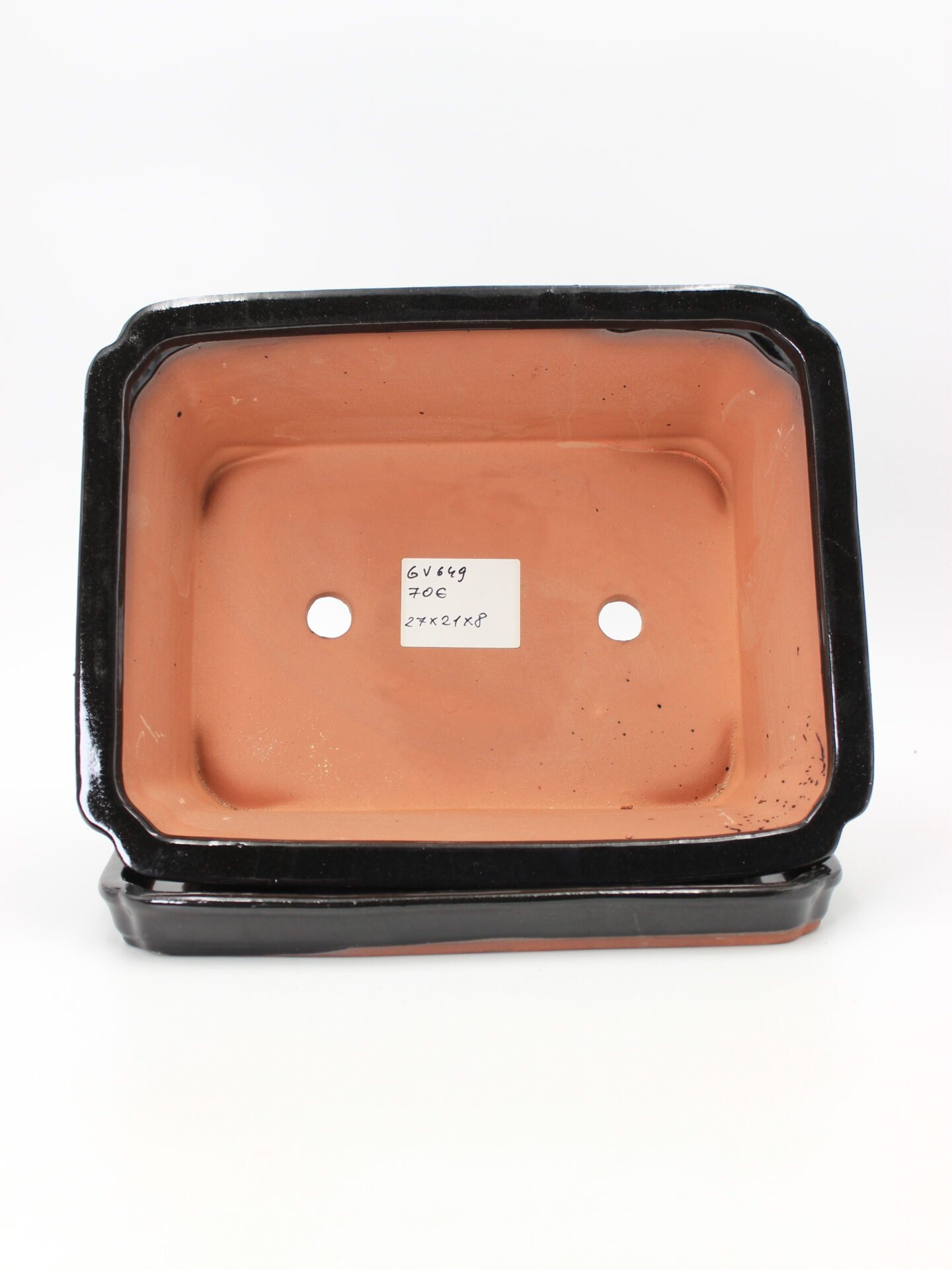 keramikinis bonsai vazonas su lėkštute skirtas bonsai medeliui kambaryje